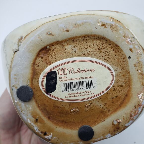 TII Collections Nativity Ceramic Tea Light Candle Holder Mother Mary, Baby Jesus - Picture 6 of 9